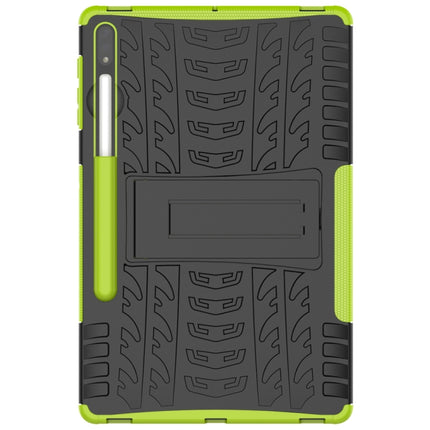 For Samsung Galaxy Tab S7 Lite T730 / T735 & S7+ T970 / T976B Tire Texture Shockproof TPU + PC Protective Case with Holder(Green)-garmade.com