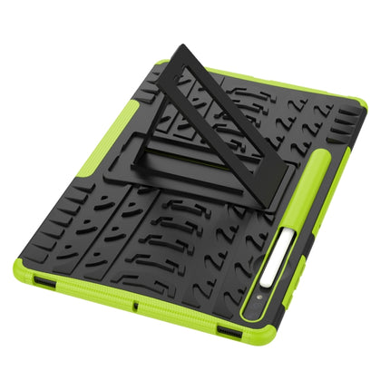 For Samsung Galaxy Tab S7 Lite T730 / T735 & S7+ T970 / T976B Tire Texture Shockproof TPU + PC Protective Case with Holder(Green)-garmade.com