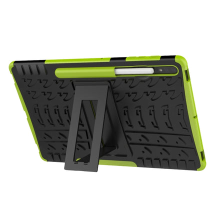 For Samsung Galaxy Tab S7 Lite T730 / T735 & S7+ T970 / T976B Tire Texture Shockproof TPU + PC Protective Case with Holder(Green)-garmade.com