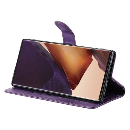 For Samsung Galaxy Note 20 2 in 1 Solid Color Detachable PU Leather Case with Card Slots & Magnetic Holder & Photo Frame & Wallet & Strap(Purple)-garmade.com