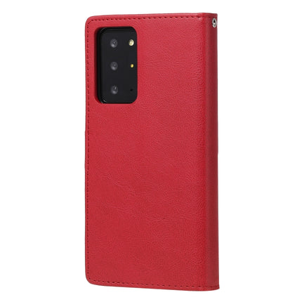 For Samsung Galaxy Note 20 2 in 1 Solid Color Detachable PU Leather Case with Card Slots & Magnetic Holder & Photo Frame & Wallet & Strap(Red)-garmade.com