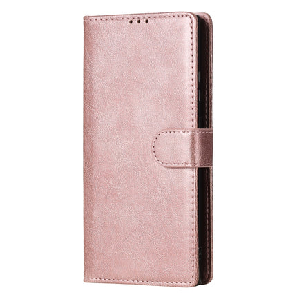 For Samsung Galaxy Note 20 2 in 1 Solid Color Detachable PU Leather Case with Card Slots & Magnetic Holder & Photo Frame & Wallet & Strap(Rose Gold)-garmade.com