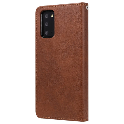 For Samsung Galaxy Note 20 Ultra 2 in 1 Solid Color Detachable PU Leather Case with Card Slots & Magnetic Holder & Photo Frame & Wallet & Strap(Brown)-garmade.com