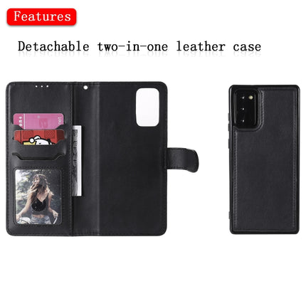 For Samsung Galaxy Note 20 Ultra 2 in 1 Solid Color Detachable PU Leather Case with Card Slots & Magnetic Holder & Photo Frame & Wallet & Strap(Black)-garmade.com