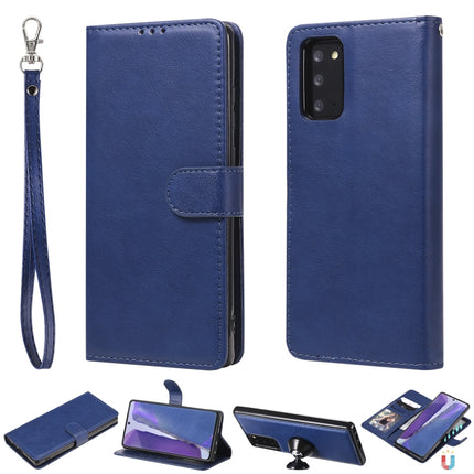For Samsung Galaxy Note 20 Ultra 2 in 1 Solid Color Detachable PU Leather Case with Card Slots & Magnetic Holder & Photo Frame & Wallet & Strap(Blue)-garmade.com