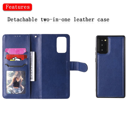 For Samsung Galaxy Note 20 Ultra 2 in 1 Solid Color Detachable PU Leather Case with Card Slots & Magnetic Holder & Photo Frame & Wallet & Strap(Blue)-garmade.com