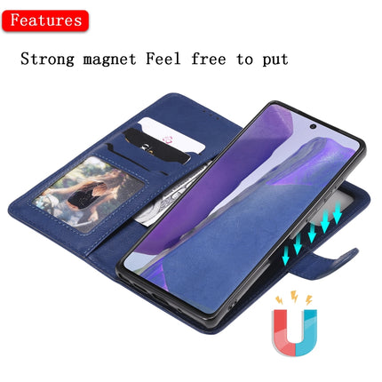 For Samsung Galaxy Note 20 Ultra 2 in 1 Solid Color Detachable PU Leather Case with Card Slots & Magnetic Holder & Photo Frame & Wallet & Strap(Blue)-garmade.com