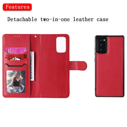 For Samsung Galaxy Note 20 Ultra 2 in 1 Solid Color Detachable PU Leather Case with Card Slots & Magnetic Holder & Photo Frame & Wallet & Strap(Red)-garmade.com