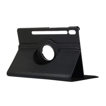 For Samsung Galaxy Tab S8+ / Tab S8 Plus / Tab S7 FE / Tab S7+ / T970 / T976B Litchi Texture Horizontal Flip 360 Degrees Rotation Leather Case with Holder(Black)-garmade.com