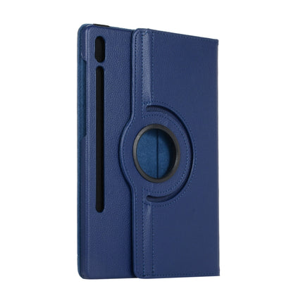 For Samsung Galaxy Tab S8+ / Tab S8 Plus / Tab S7 FE / Tab S7+ / T970 / T976B Litchi Texture Horizontal Flip 360 Degrees Rotation Leather Case with Holder(Blue)-garmade.com