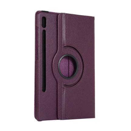 For Samsung Galaxy Tab S8+ / Tab S8 Plus / Tab S7 FE / Tab S7+ / T970 / T976B Litchi Texture Horizontal Flip 360 Degrees Rotation Leather Case with Holder(Purple)-garmade.com