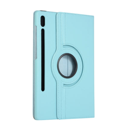For Samsung Galaxy Tab S8+ / Tab S8 Plus / Tab S7 FE / Tab S7+ / T970 / T976B Litchi Texture Horizontal Flip 360 Degrees Rotation Leather Case with Holder(Blue Sky)-garmade.com