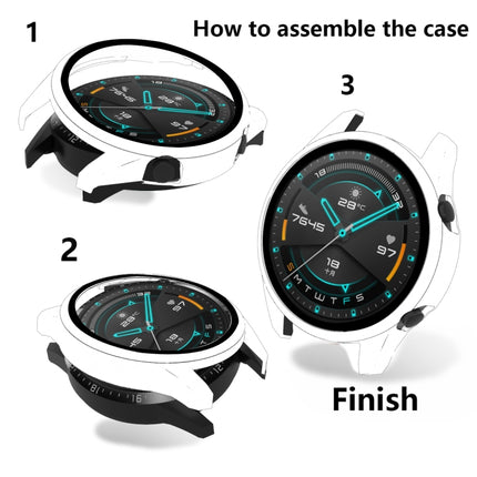 For Huawei Watch GT2 42mm 2 in 1 Tempered Glass Screen Protector + Fully Plating PC Case(Black)-garmade.com