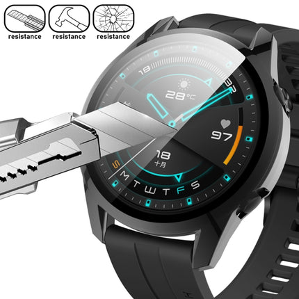 For Huawei Watch GT2 46mm 2 in 1 Tempered Glass Screen Protector + Fully Plating PC Case(Black)-garmade.com