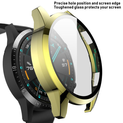 For Huawei Watch GT2 46mm 2 in 1 Tempered Glass Screen Protector + Fully Plating PC Case(Golden)-garmade.com