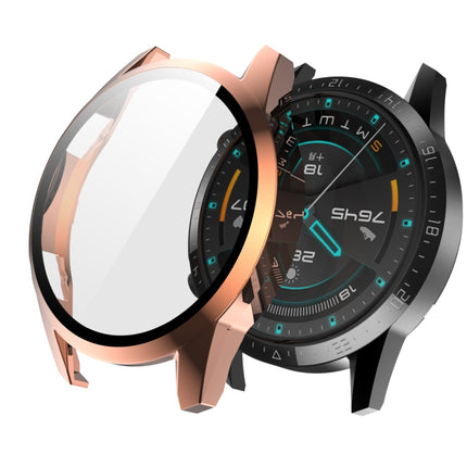 For Huawei Watch GT2 46mm 2 in 1 Tempered Glass Screen Protector + Fully Plating PC Case(Rose Gold)-garmade.com