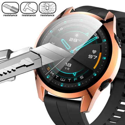 For Huawei Watch GT2 46mm 2 in 1 Tempered Glass Screen Protector + Fully Plating PC Case(Rose Gold)-garmade.com