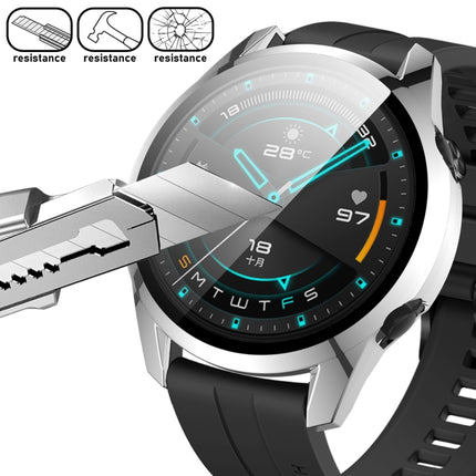 For Huawei Watch GT2 46mm 2 in 1 Tempered Glass Screen Protector + Fully Plating PC Case(Silver)-garmade.com