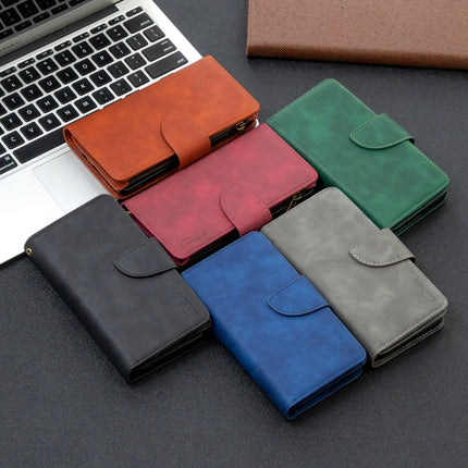 For iPhone XR Skin Feel Detachable Magnetic Zipper Horizontal Flip PU Leather Case with Multi-Card Slots & Holder & Wallet & Photo Frame & Lanyard(Black)-garmade.com
