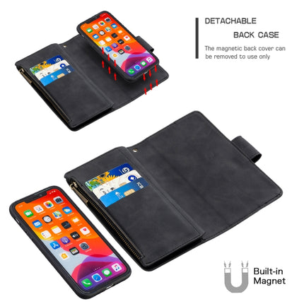 For iPhone 11 Skin Feel Detachable Magnetic Zipper Horizontal Flip PU Leather Case with Multi-Card Slots & Holder & Wallet & Photo Frame & Lanyard(Black)-garmade.com