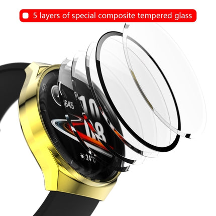 For Huawei Watch GT2e 2 in 1 Tempered Glass Screen Protector + Fully Plating PC Case(Golden)-garmade.com