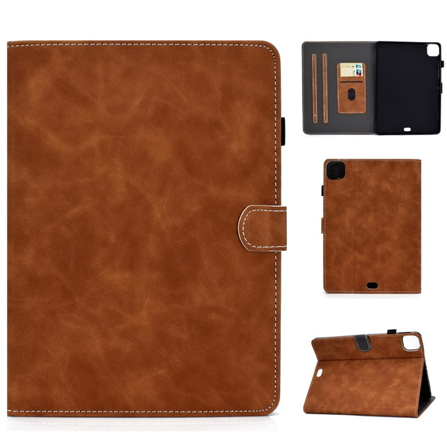 For iPad Air 2022 / 2020 10.9 Cowhide Texture Horizontal Flip Leather Case with Holder & Card Slots & Sleep / Wake-up Function(Brown)-garmade.com