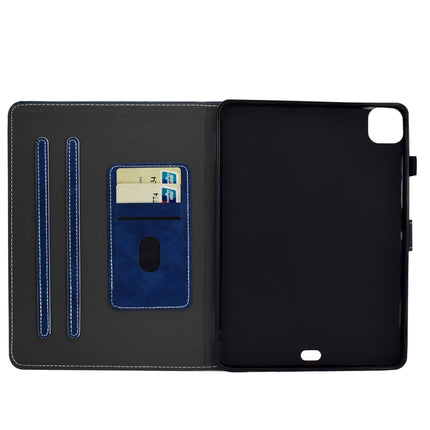 For iPad Air 2022 / 2020 10.9 Cowhide Texture Horizontal Flip Leather Case with Holder & Card Slots & Sleep / Wake-up Function(Blue)-garmade.com
