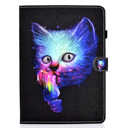 For iPad Air 2022 / 2020 10.9 Colored Drawing Stitching Horizontal Flip Leather Case, with Holder & Card Slots & Sleep / Wake-up function(Super Cat)-garmade.com