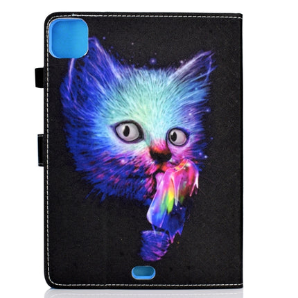 For iPad Air 2022 / 2020 10.9 Colored Drawing Stitching Horizontal Flip Leather Case, with Holder & Card Slots & Sleep / Wake-up function(Super Cat)-garmade.com