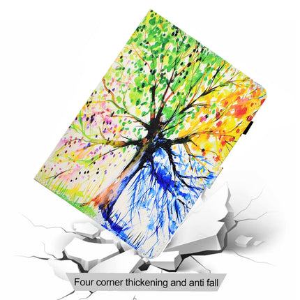 For iPad Air 2022 / 2020 10.9 Colored Drawing Stitching Horizontal Flip Leather Case, with Holder & Card Slots & Sleep / Wake-up function(Colorful Tree)-garmade.com