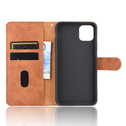 For iPhone 12 mini Solid Color Skin Feel Magnetic Buckle Horizontal Flip Calf Texture PU Leather Case with Holder & Card Slots & Wallet(Brown)-garmade.com