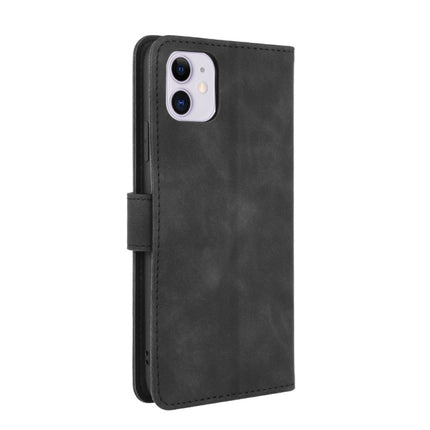For iPhone 12 / 12 Pro Solid Color Skin Feel Magnetic Buckle Horizontal Flip Calf Texture PU Leather Case with Holder & Card Slots & Wallet(Black)-garmade.com