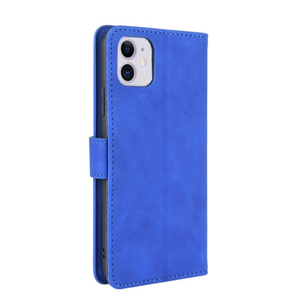 For iPhone 12 / 12 Pro Solid Color Skin Feel Magnetic Buckle Horizontal Flip Calf Texture PU Leather Case with Holder & Card Slots & Wallet(Blue)-garmade.com