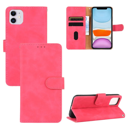 For iPhone 12 / 12 Pro Solid Color Skin Feel Magnetic Buckle Horizontal Flip Calf Texture PU Leather Case with Holder & Card Slots & Wallet(Rose Gold)-garmade.com