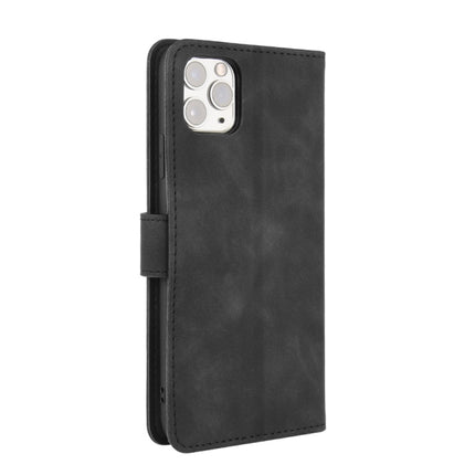 For iPhone 12 Pro Max Solid Color Skin Feel Magnetic Buckle Horizontal Flip Calf Texture PU Leather Case with Holder & Card Slots & Wallet(Black)-garmade.com