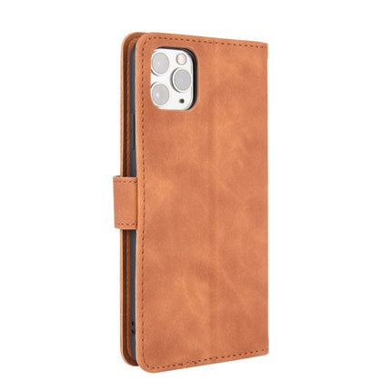 For iPhone 12 Pro Max Solid Color Skin Feel Magnetic Buckle Horizontal Flip Calf Texture PU Leather Case with Holder & Card Slots & Wallet(Brown)-garmade.com