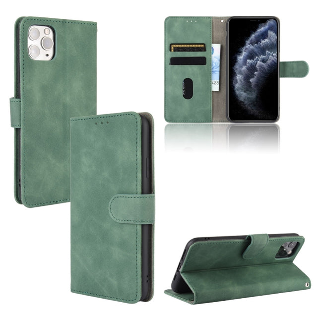 For iPhone 11 Pro Solid Color Skin Feel Magnetic Buckle Horizontal Flip Calf Texture PU Leather Case with Holder & Card Slots & Wallet(Green)-garmade.com