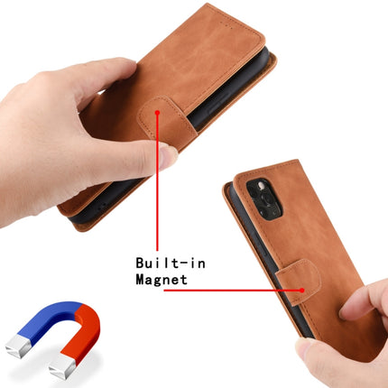 For iPhone 11 Pro Solid Color Skin Feel Magnetic Buckle Horizontal Flip Calf Texture PU Leather Case with Holder & Card Slots & Wallet(Brown)-garmade.com