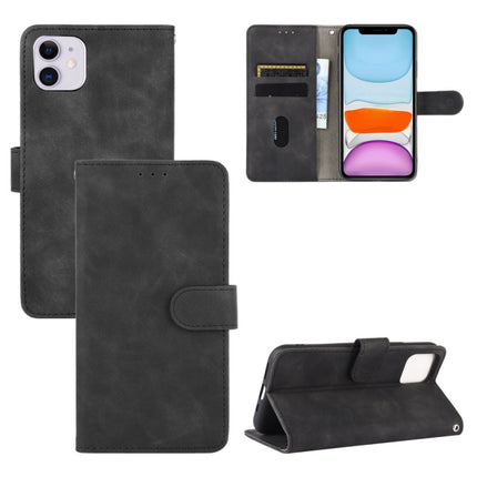 For iPhone 11 Solid Color Skin Feel Magnetic Buckle Horizontal Flip Calf Texture PU Leather Case with Holder & Card Slots & Wallet(Black)-garmade.com