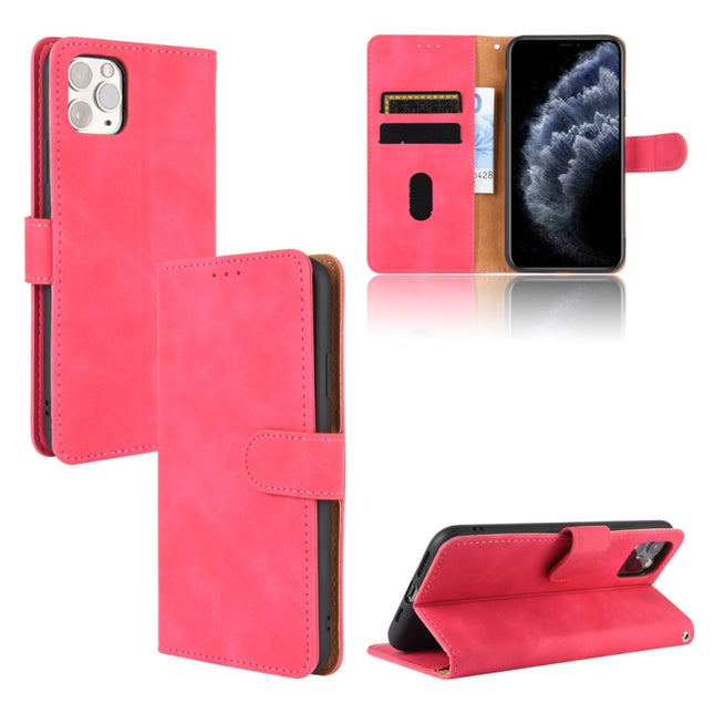 For iPhone 11 Pro Max Solid Color Skin Feel Magnetic Buckle Horizontal Flip Calf Texture PU Leather Case with Holder & Card Slots & Wallet(Rose Gold)-garmade.com