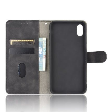 For iPhone XS / X Solid Color Skin Feel Magnetic Buckle Horizontal Flip Calf Texture PU Leather Case with Holder & Card Slots & Wallet(Black)-garmade.com