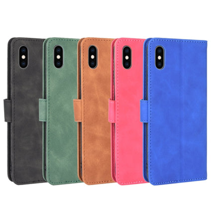 For iPhone XS / X Solid Color Skin Feel Magnetic Buckle Horizontal Flip Calf Texture PU Leather Case with Holder & Card Slots & Wallet(Blue)-garmade.com