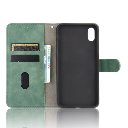 For iPhone XS / X Solid Color Skin Feel Magnetic Buckle Horizontal Flip Calf Texture PU Leather Case with Holder & Card Slots & Wallet(Green)-garmade.com