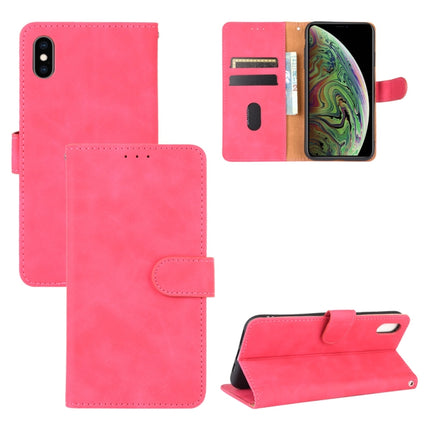 For iPhone XS / X Solid Color Skin Feel Magnetic Buckle Horizontal Flip Calf Texture PU Leather Case with Holder & Card Slots & Wallet(Rose Gold)-garmade.com