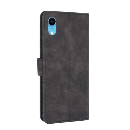 For iPhone XR Solid Color Skin Feel Magnetic Buckle Horizontal Flip Calf Texture PU Leather Case with Holder & Card Slots & Wallet(Black)-garmade.com