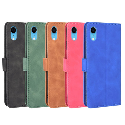 For iPhone XR Solid Color Skin Feel Magnetic Buckle Horizontal Flip Calf Texture PU Leather Case with Holder & Card Slots & Wallet(Black)-garmade.com
