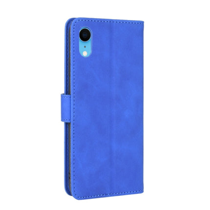 For iPhone XR Solid Color Skin Feel Magnetic Buckle Horizontal Flip Calf Texture PU Leather Case with Holder & Card Slots & Wallet(Blue)-garmade.com