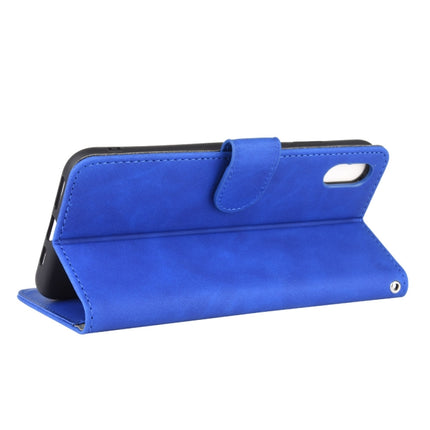 For iPhone XR Solid Color Skin Feel Magnetic Buckle Horizontal Flip Calf Texture PU Leather Case with Holder & Card Slots & Wallet(Blue)-garmade.com