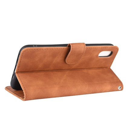 For iPhone XR Solid Color Skin Feel Magnetic Buckle Horizontal Flip Calf Texture PU Leather Case with Holder & Card Slots & Wallet(Brown)-garmade.com