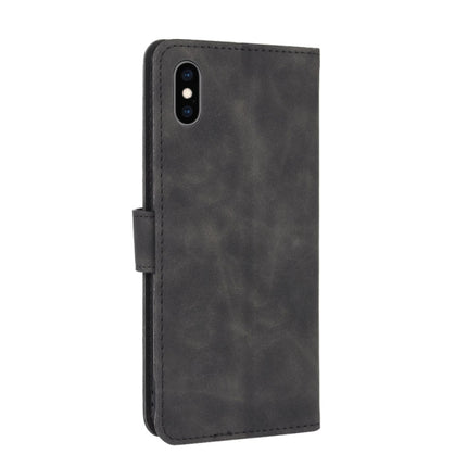 For iPhone XS Max Solid Color Skin Feel Magnetic Buckle Horizontal Flip Calf Texture PU Leather Case with Holder & Card Slots & Wallet(Black)-garmade.com
